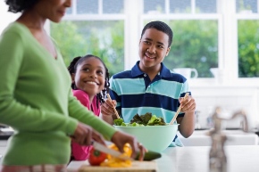 family in kitchen